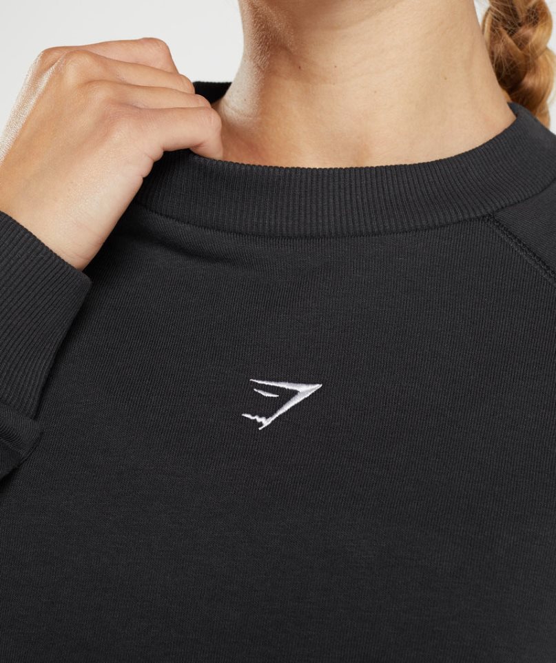 Women's Gymshark Training Cropped Sweatshirts Black | NZ 6DWAGF